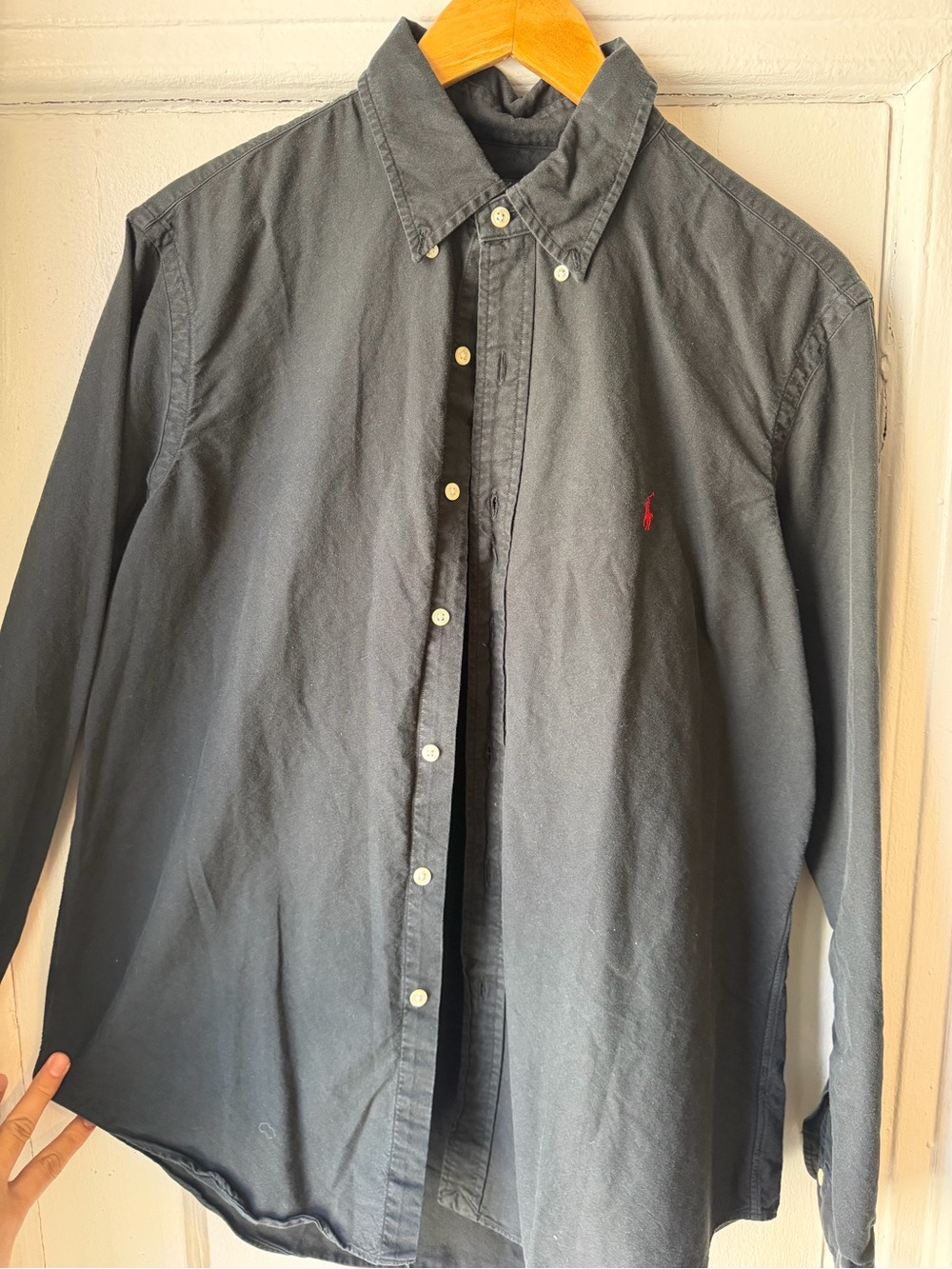 Ralph Lauren Vintage Black Button-Down Shirt with Red Pony